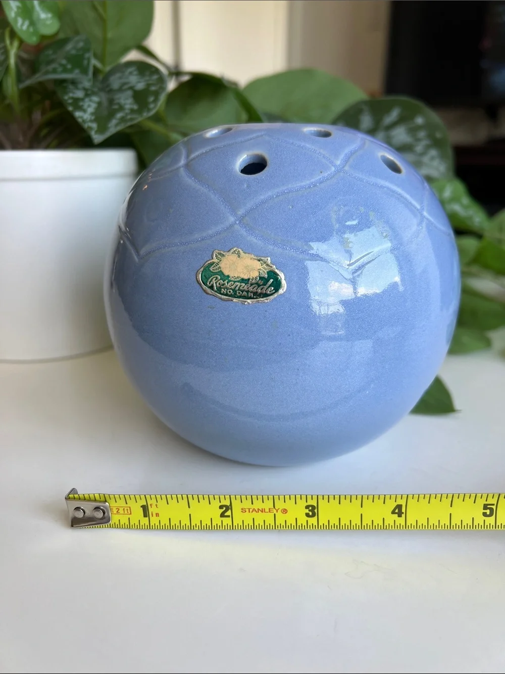 Vintage Rosemeade Blue Ceramic Flower Frog Vase - Picture 12 of 12